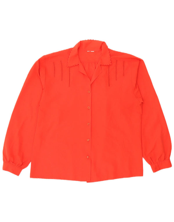 Vintage mujer camisa blusa Reino Unido 16 rojo grande