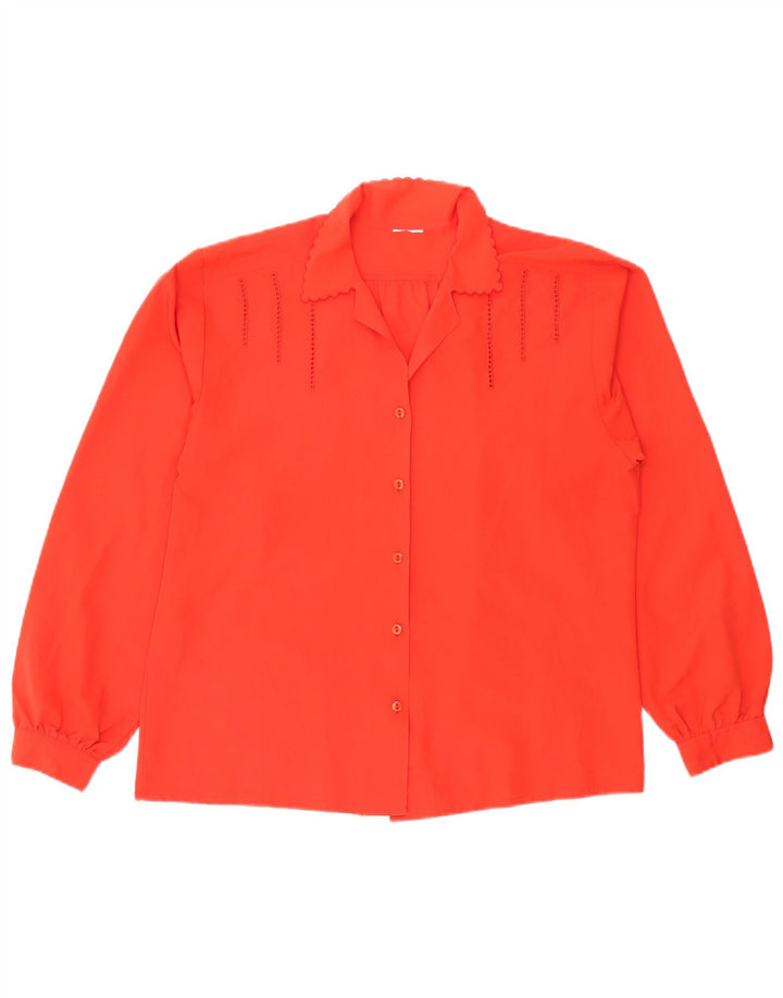 Vintage mujer camisa blusa Reino Unido 16 rojo grande