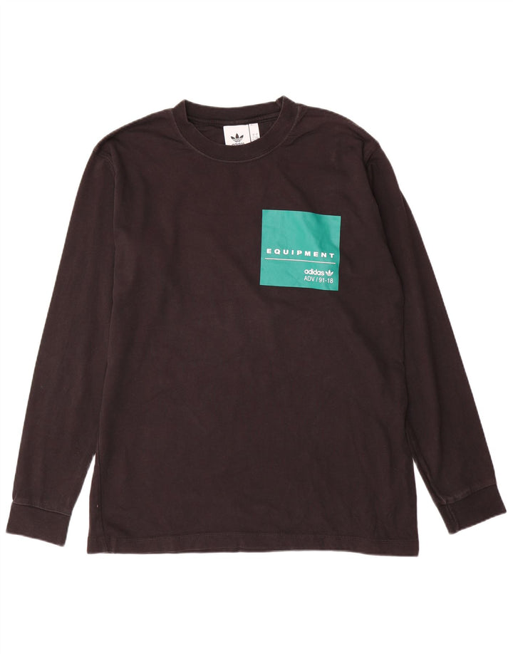 ADIDAS Hombre Graphic Top Manga Larga Grande Negro Colorblock Algodón