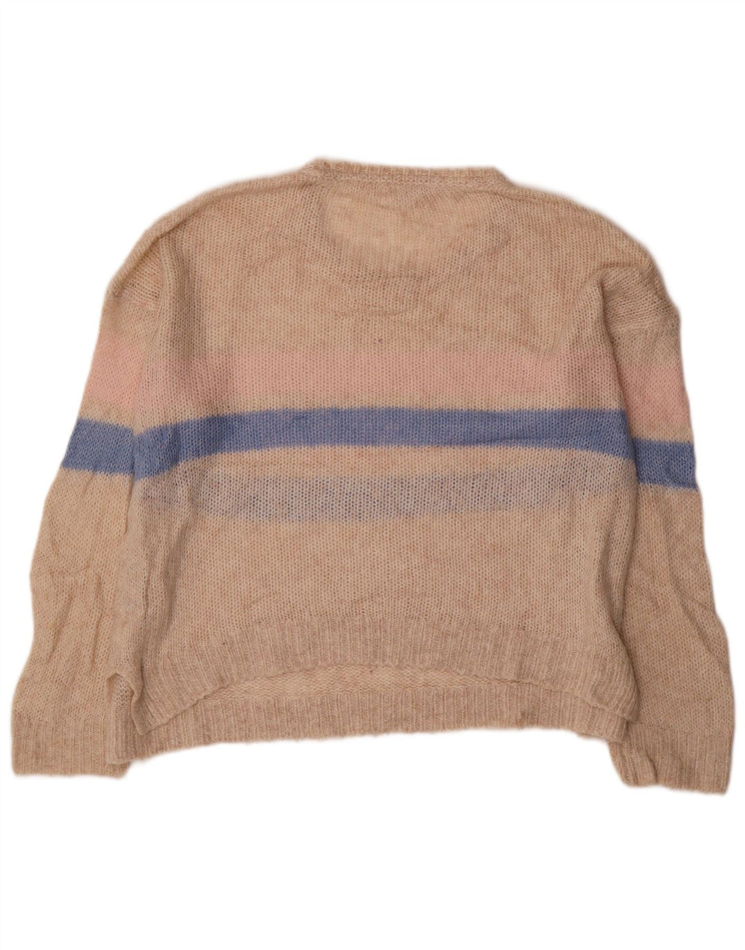 FAT FACE Suéter tipo jersey con cuello barco para mujer, talla 40, talla M, color beige a rayas