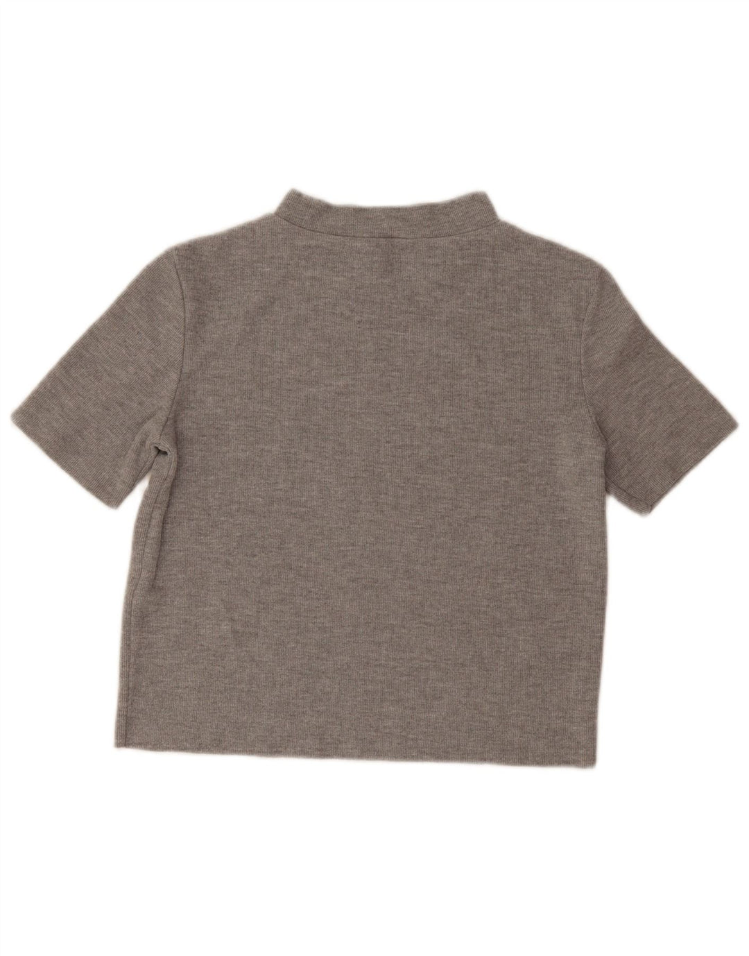 Zara Mujer Crop Camiseta Top UK 40 Poliéster Gris Medio