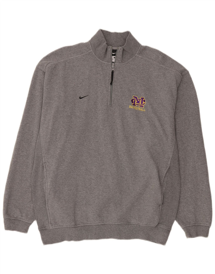 Nike - Sudadera con cuello y cremallera para hombre, talla grande, algodón moteado gris