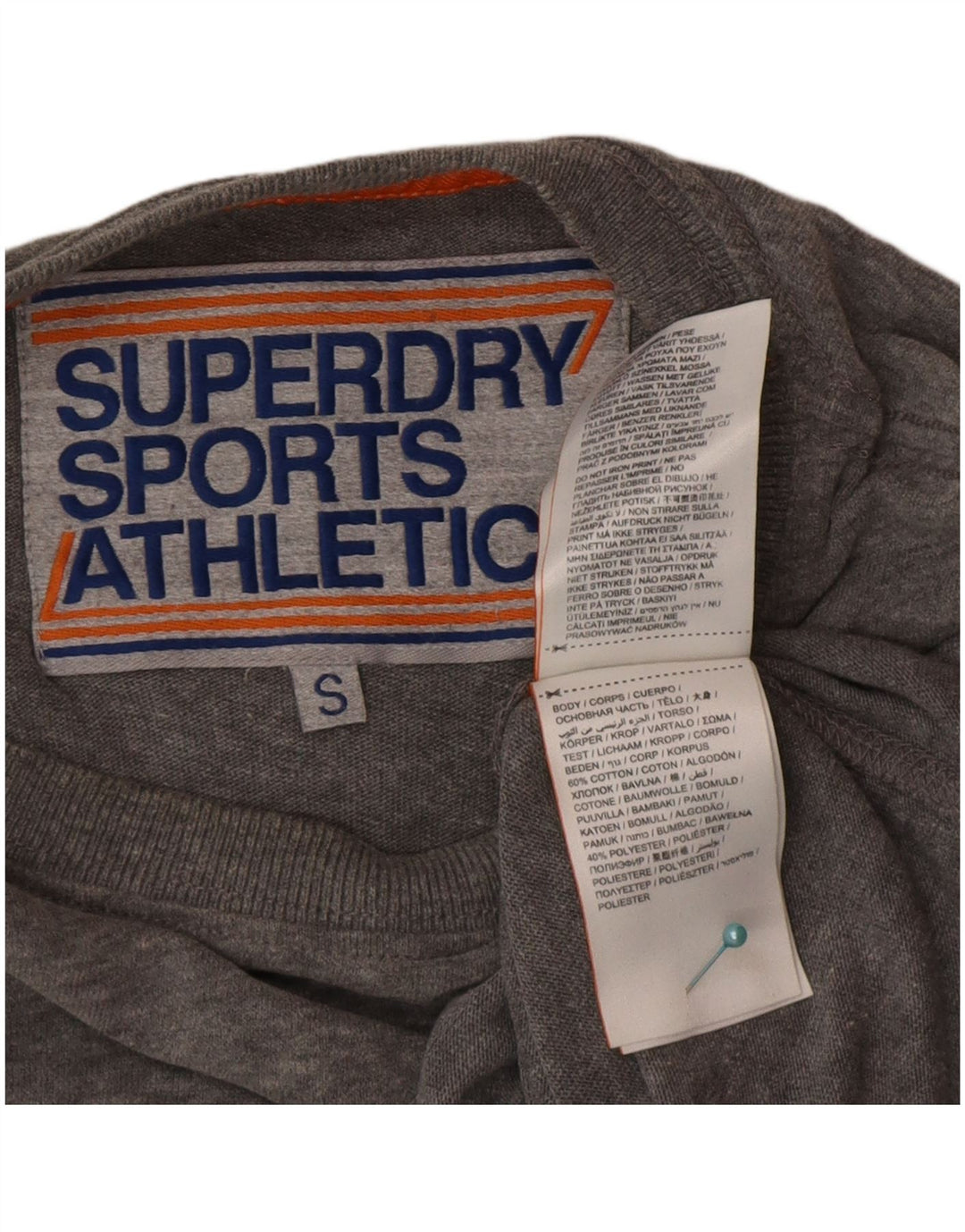 Superdry Hombre Top gráfico de manga larga de algodón color block en gris pequeño