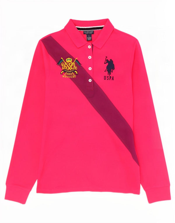 Asociación de Polo de EE. UU. Camisa estampada para mujer UK 44 Grande Color rosa
