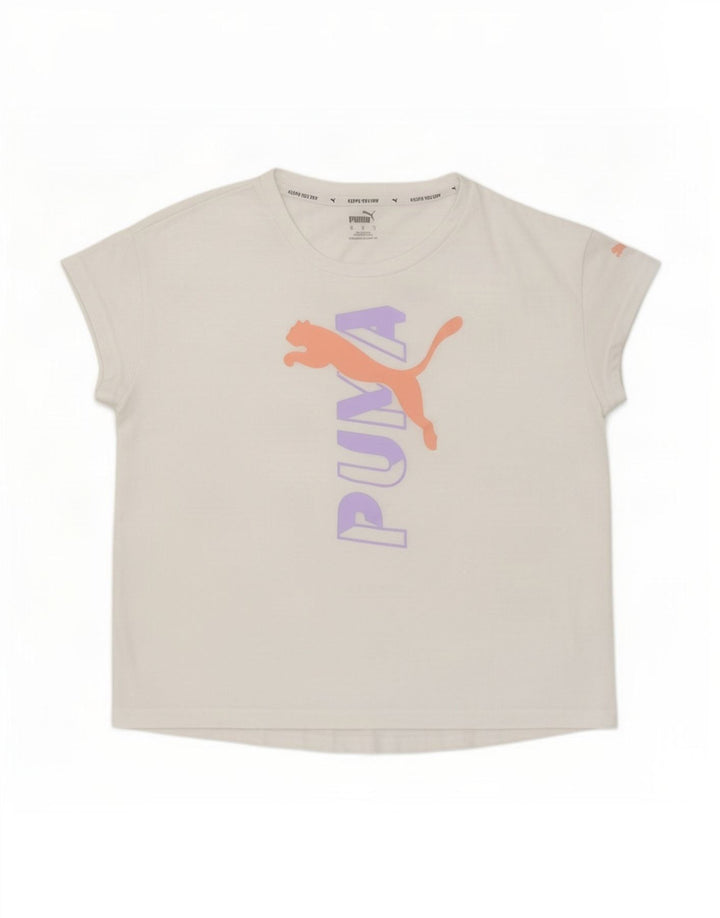 Puma Camiseta gráfica extragrande para mujer, talla 10, poliéster blanco pequeño