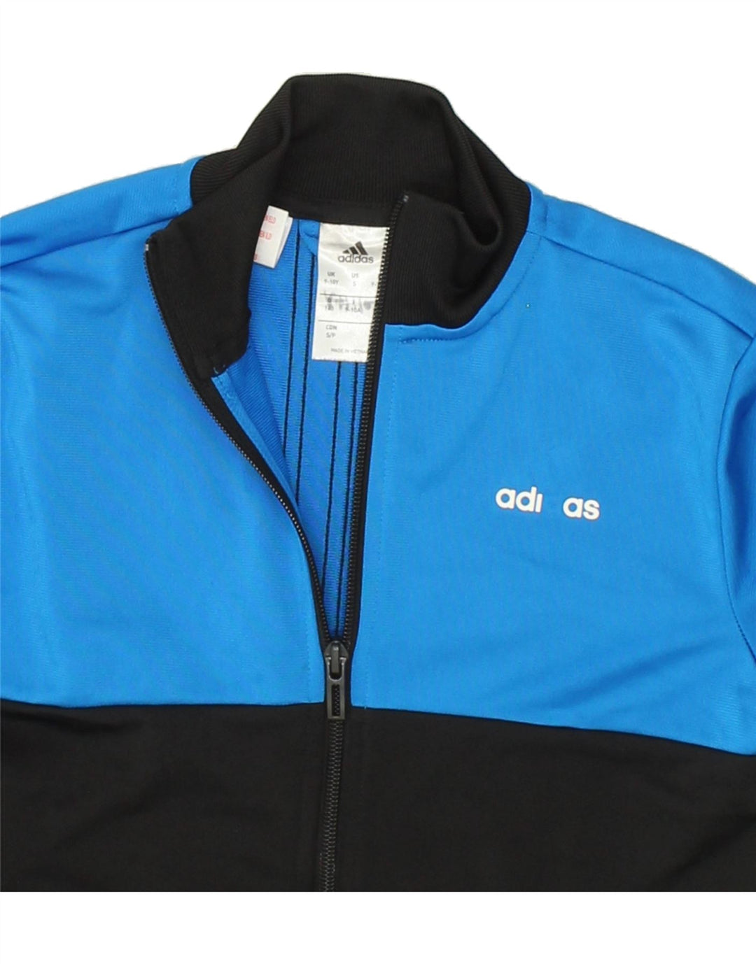 ADIDAS Boys Tracksuit Top Jacket 9-10 Years Blue Colourblock Polyester Vintage Adidas and Second-Hand Adidas from Messina Hembry 