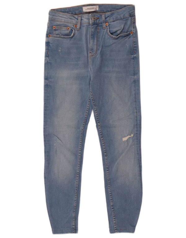 Zara Vaqueros pitillo desgastados para mujer EU 36 XS W26 L24 Azul