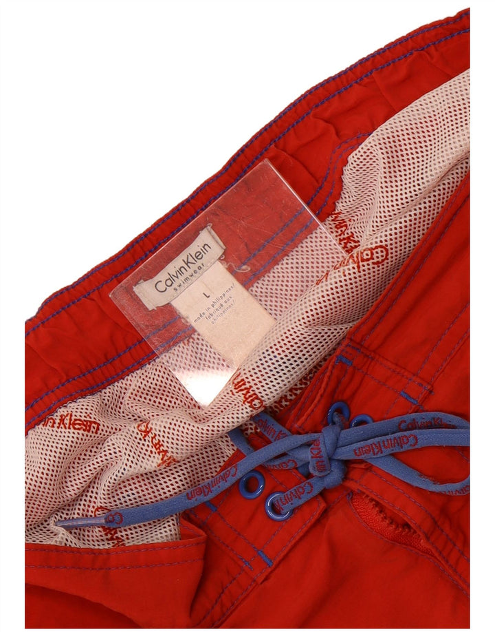 Calvin Klein Bañador con gráfico para hombre, tamaño grande, poliéster rojo