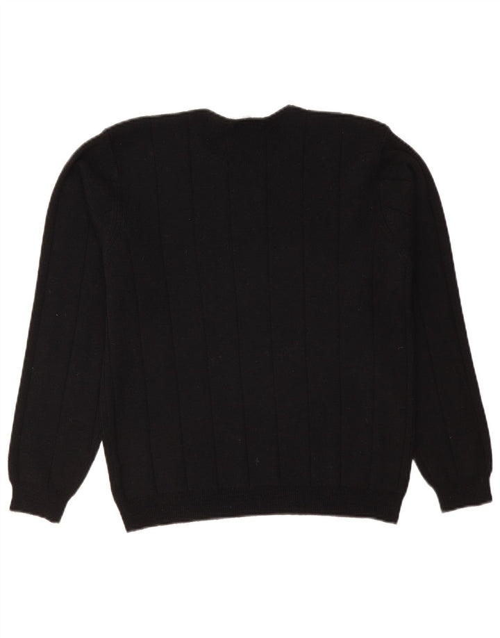Talbots Jersey de cuello redondo para mujer UK 14 Mediano Lana Merino Negra