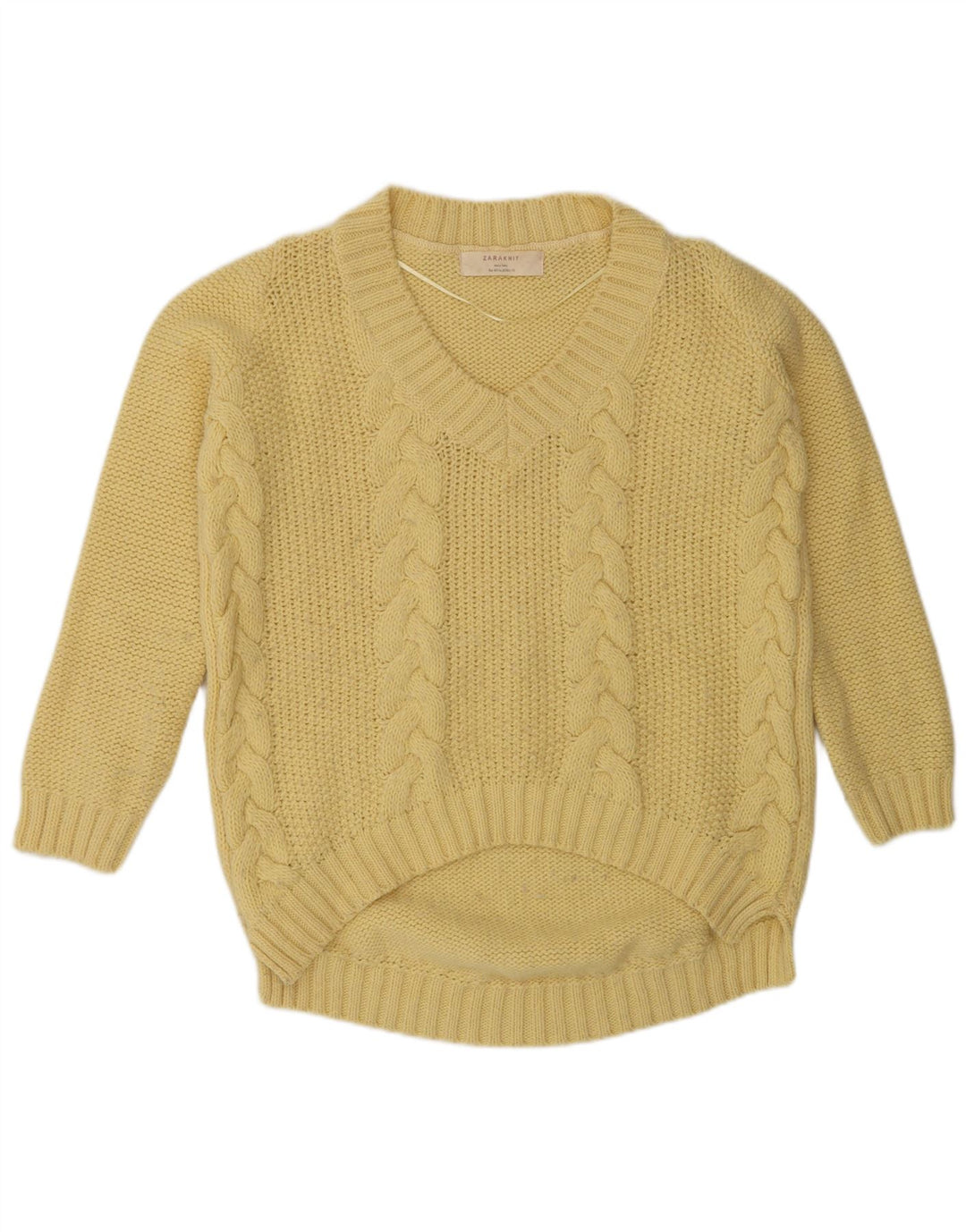 Zara - Jersey con cuello en V para mujer, talla 40, color amarillo mediano