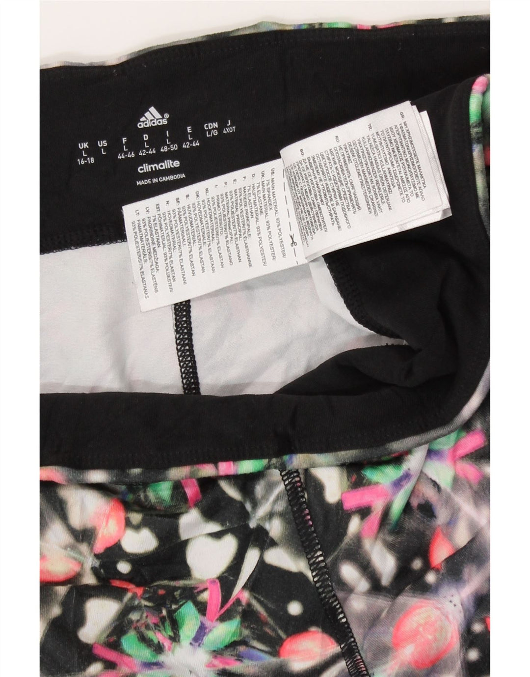 Adidas Leggings Climalite para mujer UK 16/18 Grande Negro Geométrico Poliéster