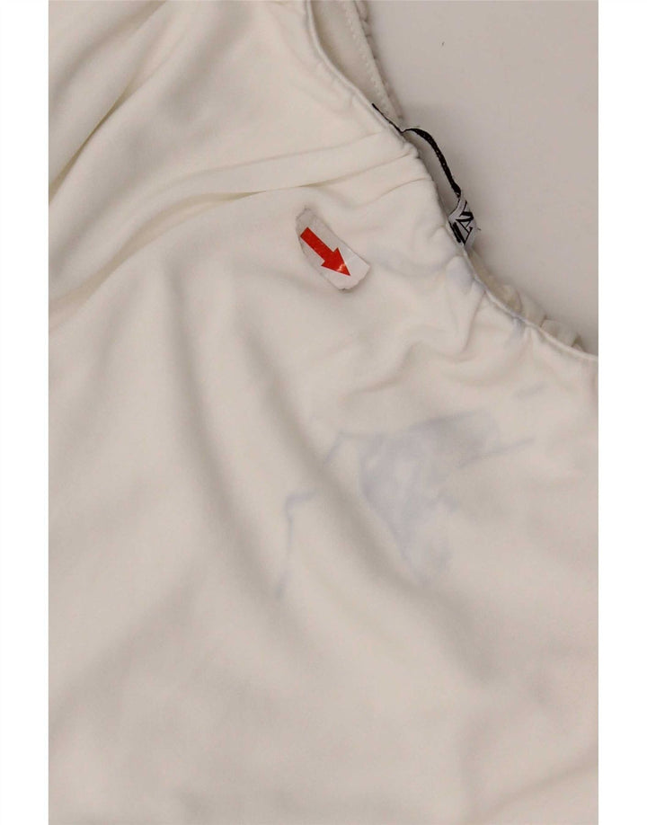 Zara Mujer Crop Top Sin Mangas UK 42 Medio Blanco Poliéster