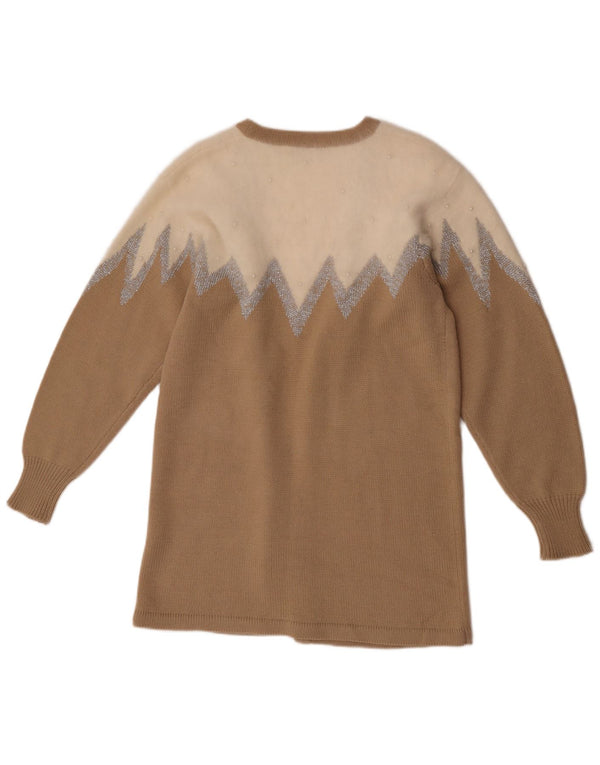 Alberto Fabiani Suéter tipo cárdigan largo para mujer UK 44 Marrón medio