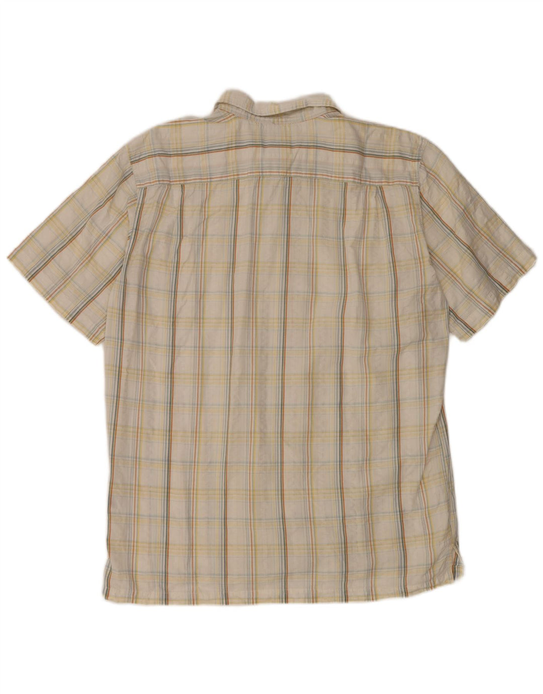 Columbia Camisa de manga corta para hombre de algodón a cuadros blancos grandes