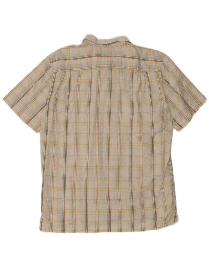 Columbia Camisa de manga corta para hombre de algodón a cuadros blancos grandes