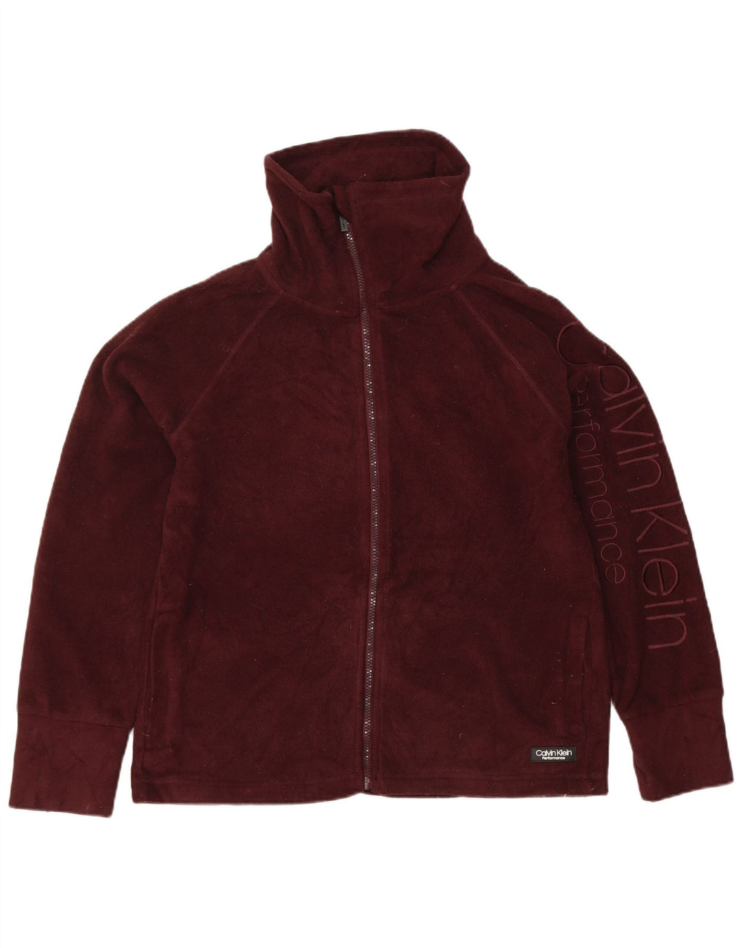 Calvin Klein Chaqueta de forro polar gráfica para mujer UK 14 Poliéster burdeos medio