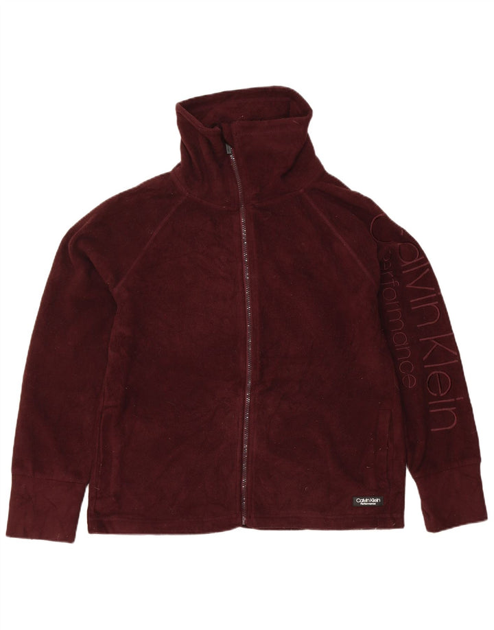 Calvin Klein Chaqueta de forro polar gráfica para mujer UK 14 Poliéster burdeos medio