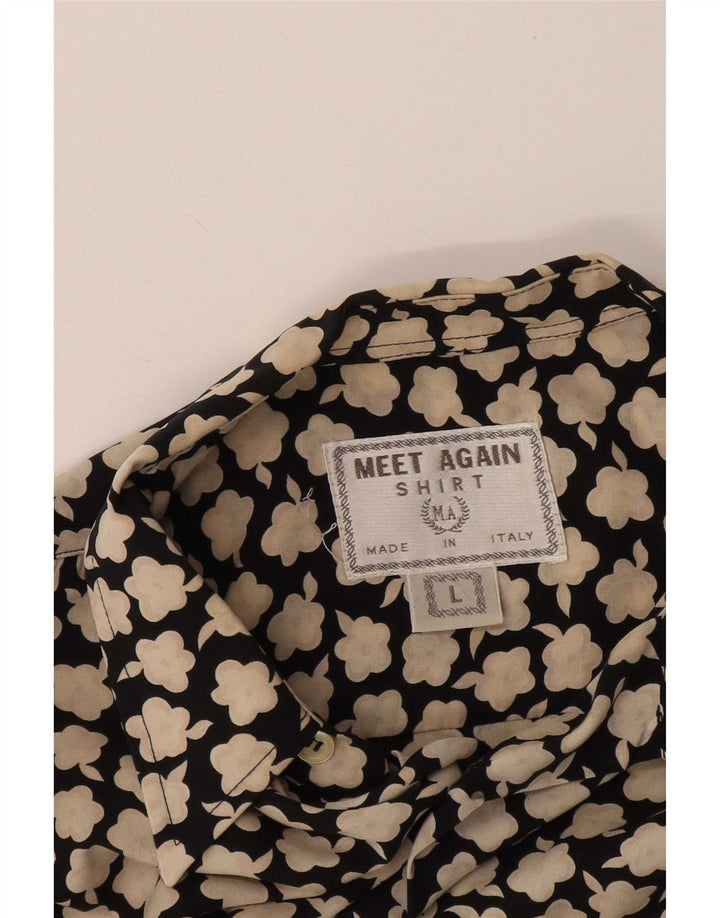 Camisa vintage para hombre grande floral negro