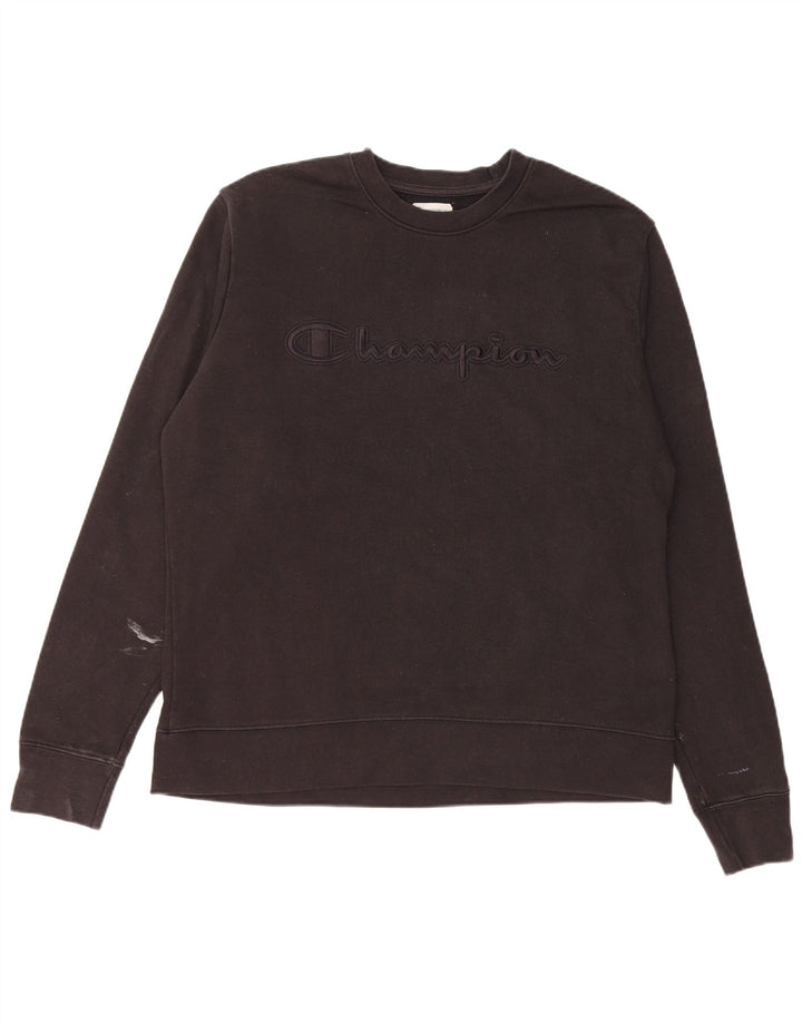 Champion Sudadera Con Estampado Gráfico Jumper De Algodón Negro Mediano