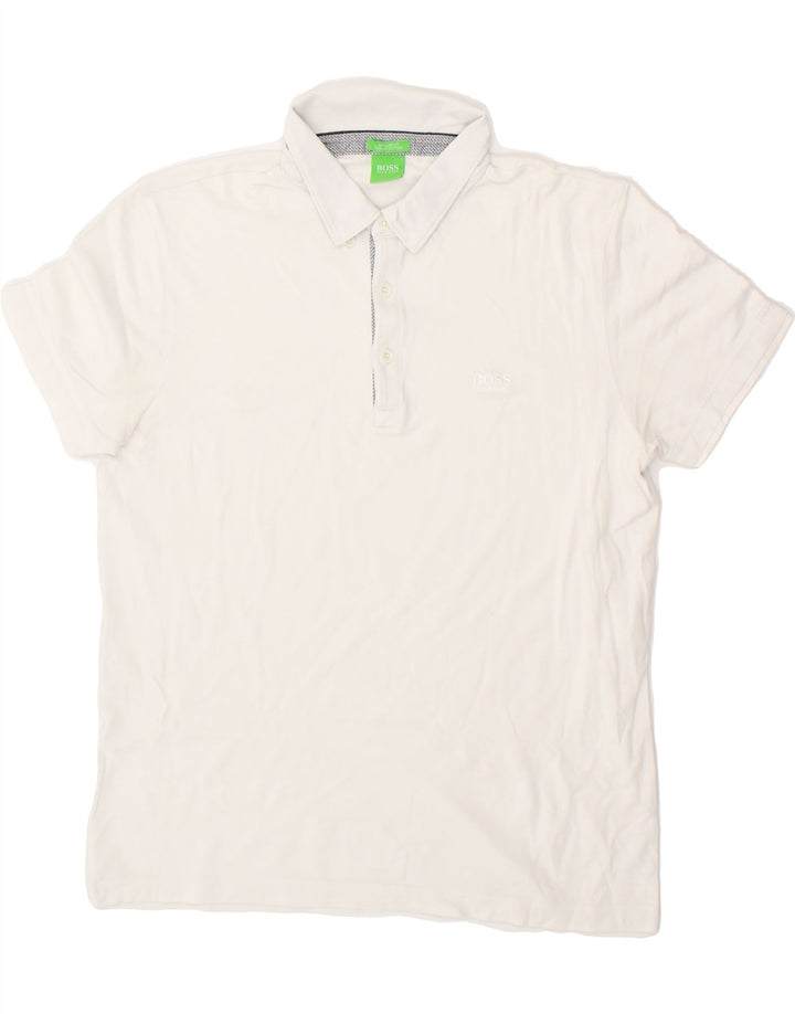 Polo HUGO BOSS de corte regular para hombre, talla grande, blanco