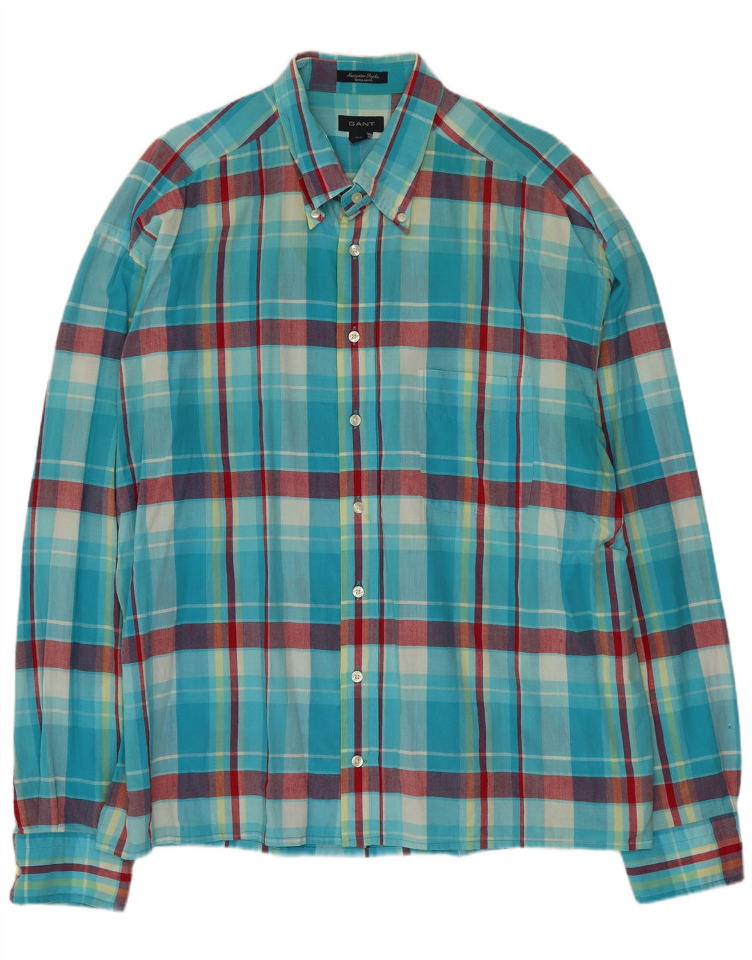 GANT Camisa Regular Fit para Hombre 2XL Algodón A Cuadros Azul