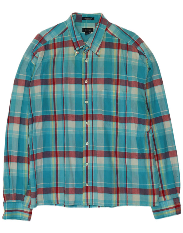 GANT Camisa Regular Fit para Hombre 2XL Algodón A Cuadros Azul