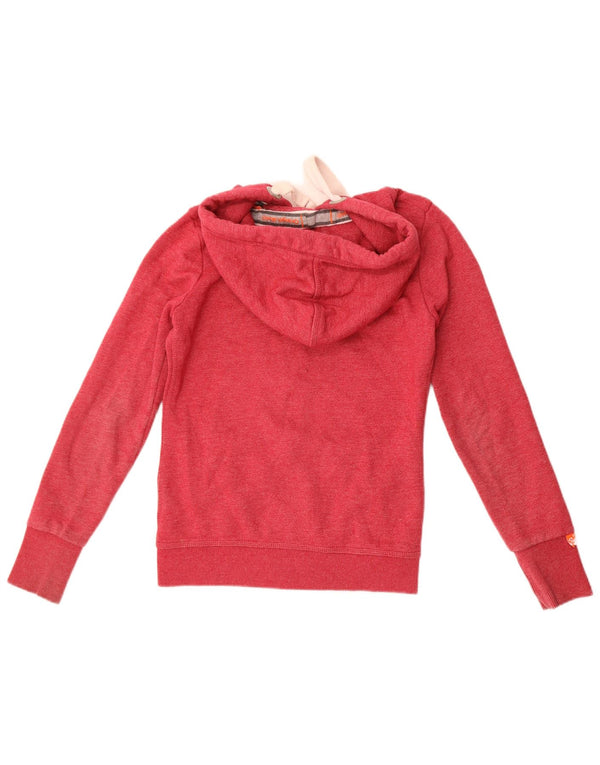 Superdry Sudadera con capucha y cremallera para mujer Reino Unido 10 Small Red Cotton