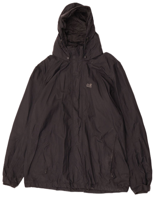 Jack Wolfskin Chaqueta impermeable con capucha para hombre UK 50 3XL Poliamida negra