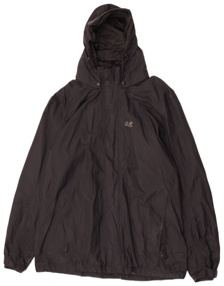 Jack Wolfskin Chaqueta impermeable con capucha para hombre UK 50 3XL Poliamida negra