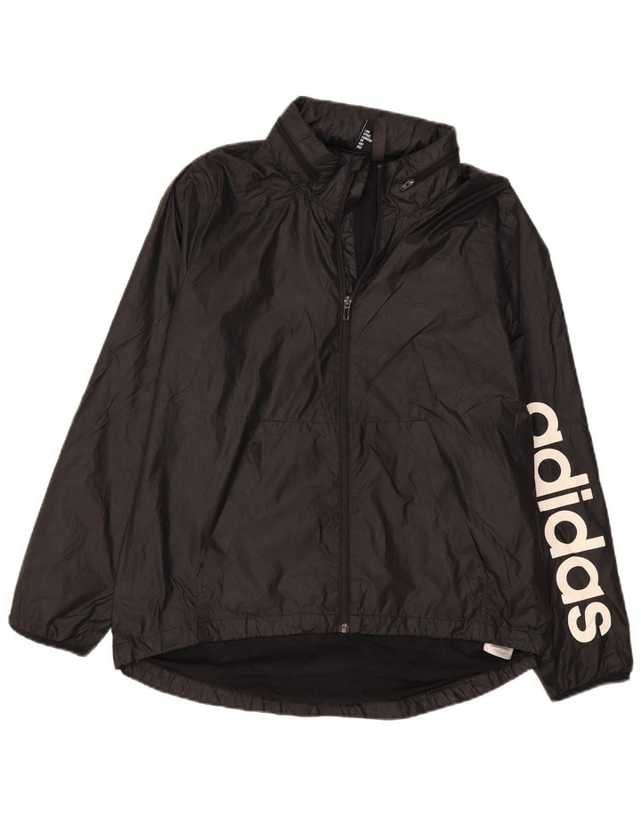 Adidas - Chaqueta impermeable gráfica para mujer, talla 48/18, talla grande, poliéster negro