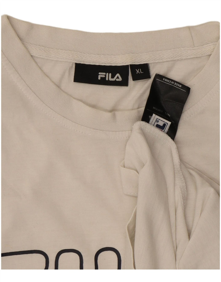 FILA Camiseta gráfica para hombre Top XL Algodón blanco