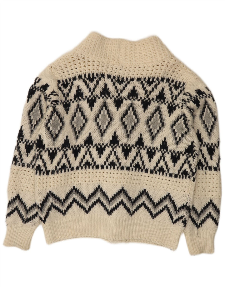 Altatensione Cárdigan para Hombre Suéter Medio Blanco Roto Acrílico Fair Isle