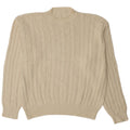 Vintage hombres cuello redondo jersey suéter medio de algodón blanco