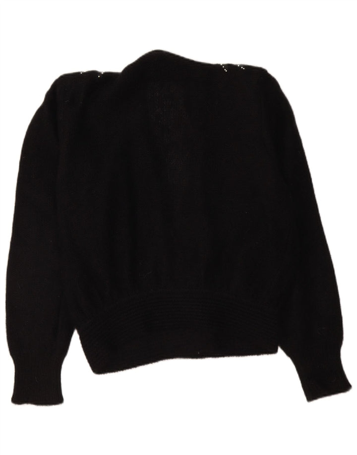 Vintage mujer Cardigan suéter IT 48 XL Negro