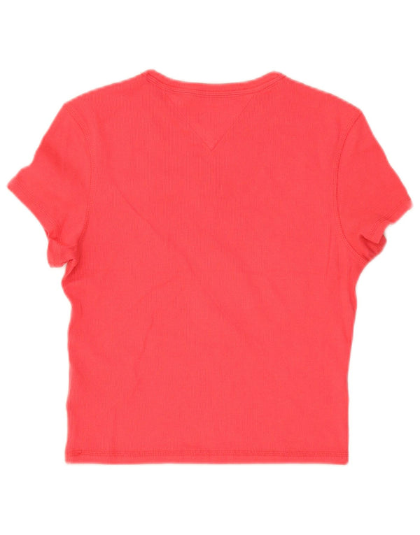Tommy Hilfiger Camiseta corta con gráfico para mujer UK 12 Algodón rosa mediano