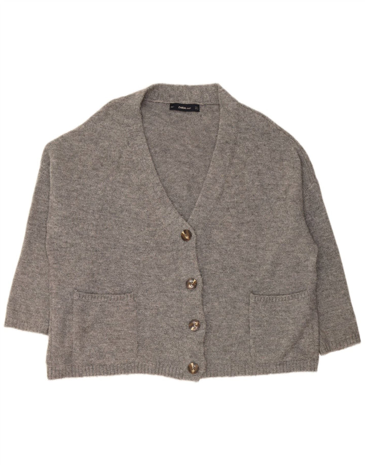 Zara Mujer Suéter Cárdigan Extragrande Reino Unido 10 Pequeño Acrílico Gris