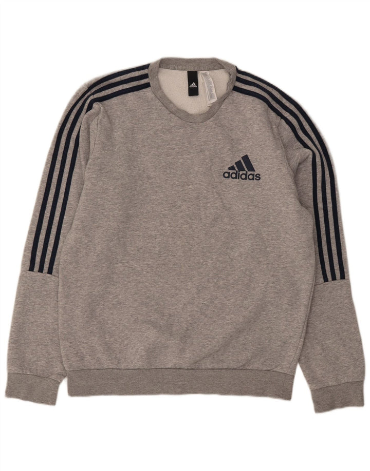 ADIDAS Mens Sweatshirt Jumper Medium Grey Cotton
