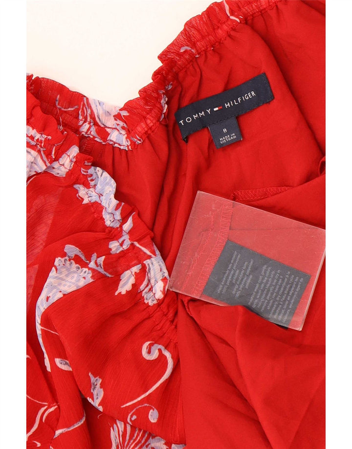 Tommy Hilfiger Vestido asimétrico para mujer US 8 Mediano Rojo Floral