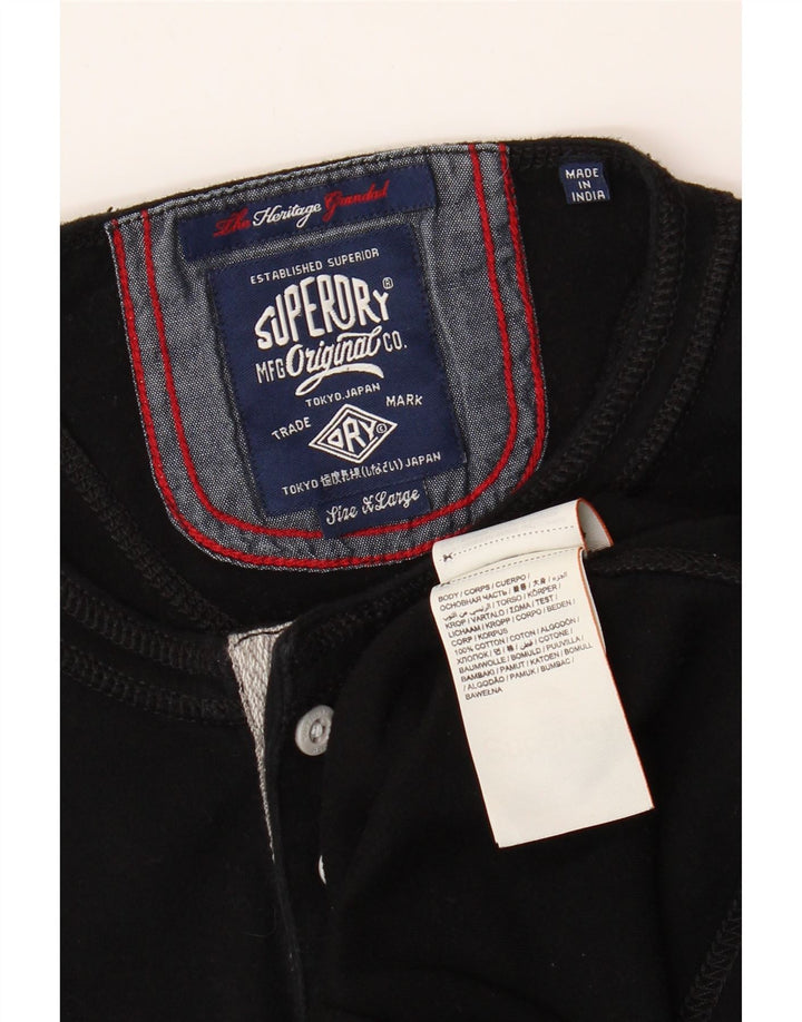 SUPERDRY Hombre Heritage Top Manga Larga XL Algodón Negro