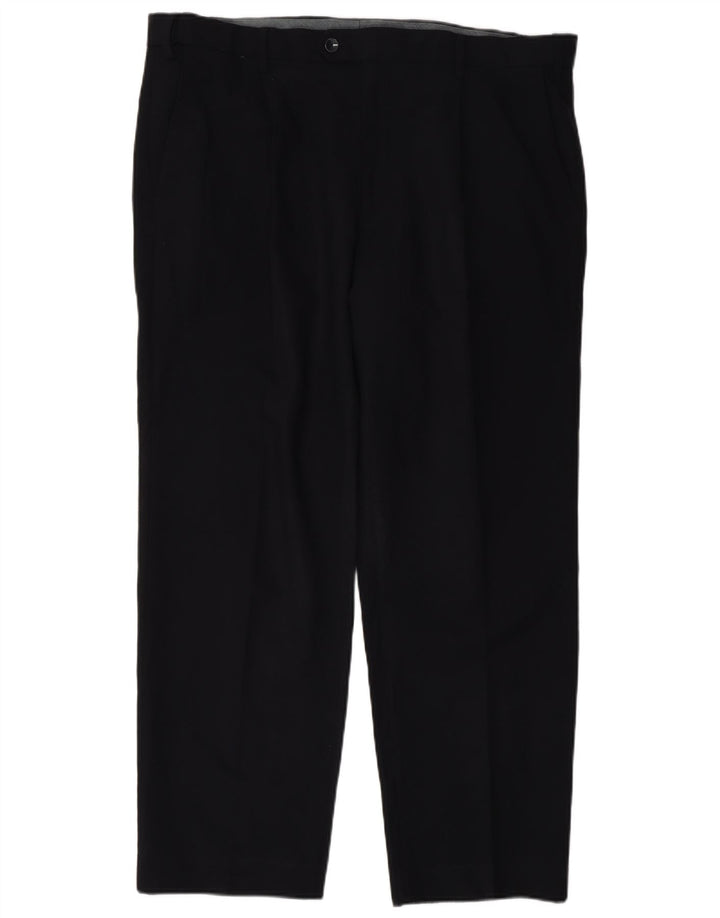 Marks & Spencer Pantalón de traje regular para hombre W38 L29 Poliéster azul marino