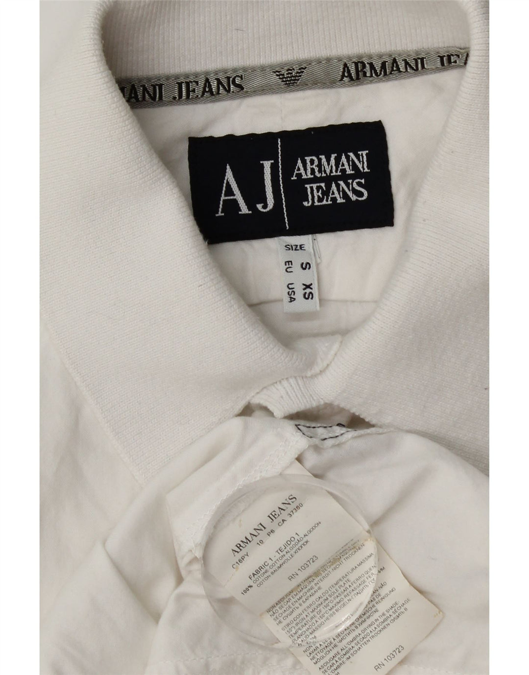 Armani Jeans Camisa de manga corta para hombre Small White Cotton