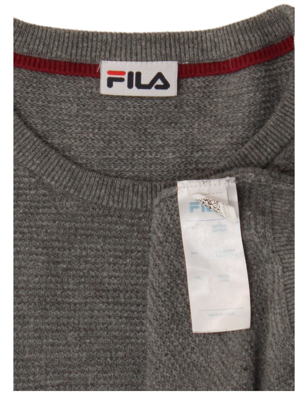 FILA Mens Crew Neck Jumper Sweater Medium Grey Cotton