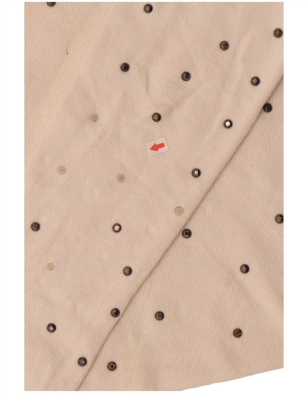 Zara Mujer Top Manga Larga UK 10 Small Off White Viscosa Moteada