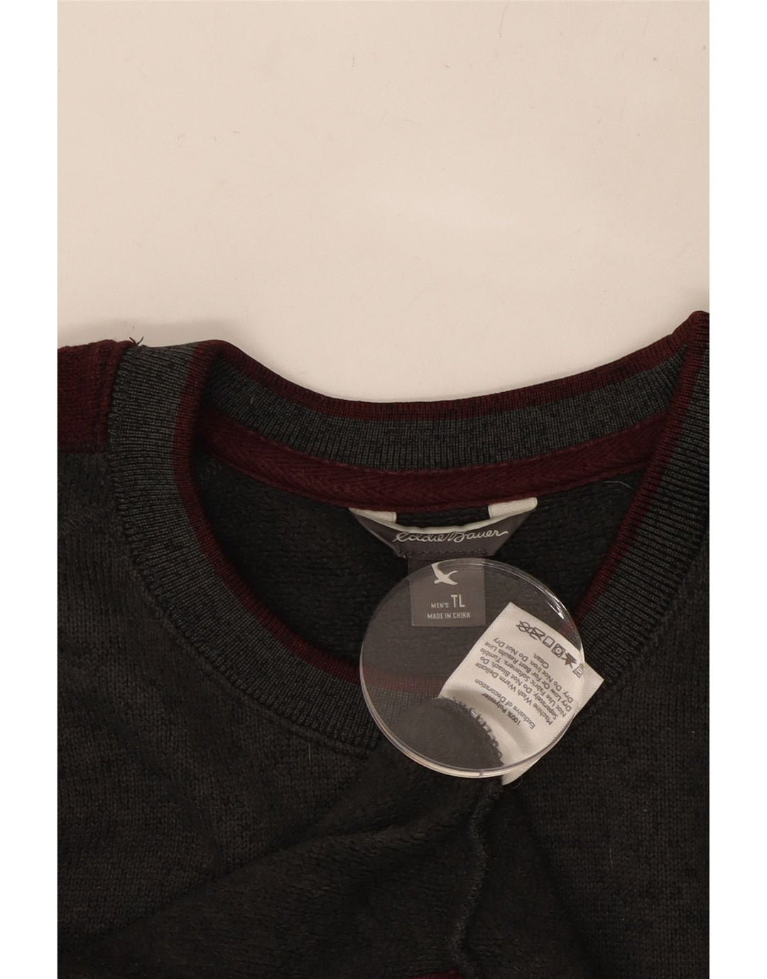 EDDIE BAUER Top alto para hombre Manga larga Poliéster color gris grande