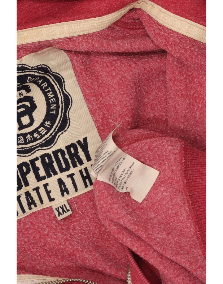 SUPERDRY Suéter con capucha y cremallera gráfica para hombre 2XL Algodón rojo
