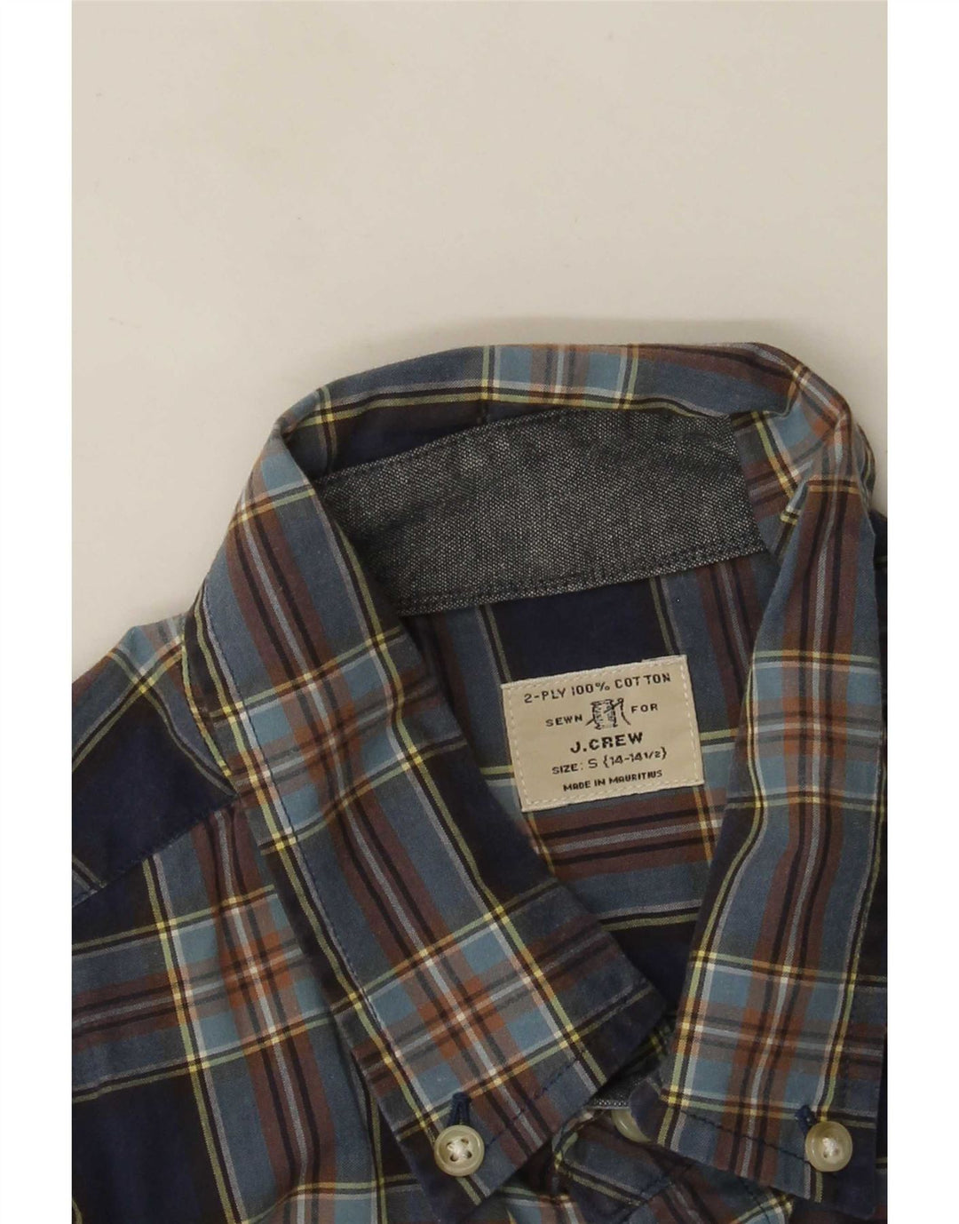 J. Crew Camisa para hombre Talla 14 1/2 Algodón a cuadros azul pequeño