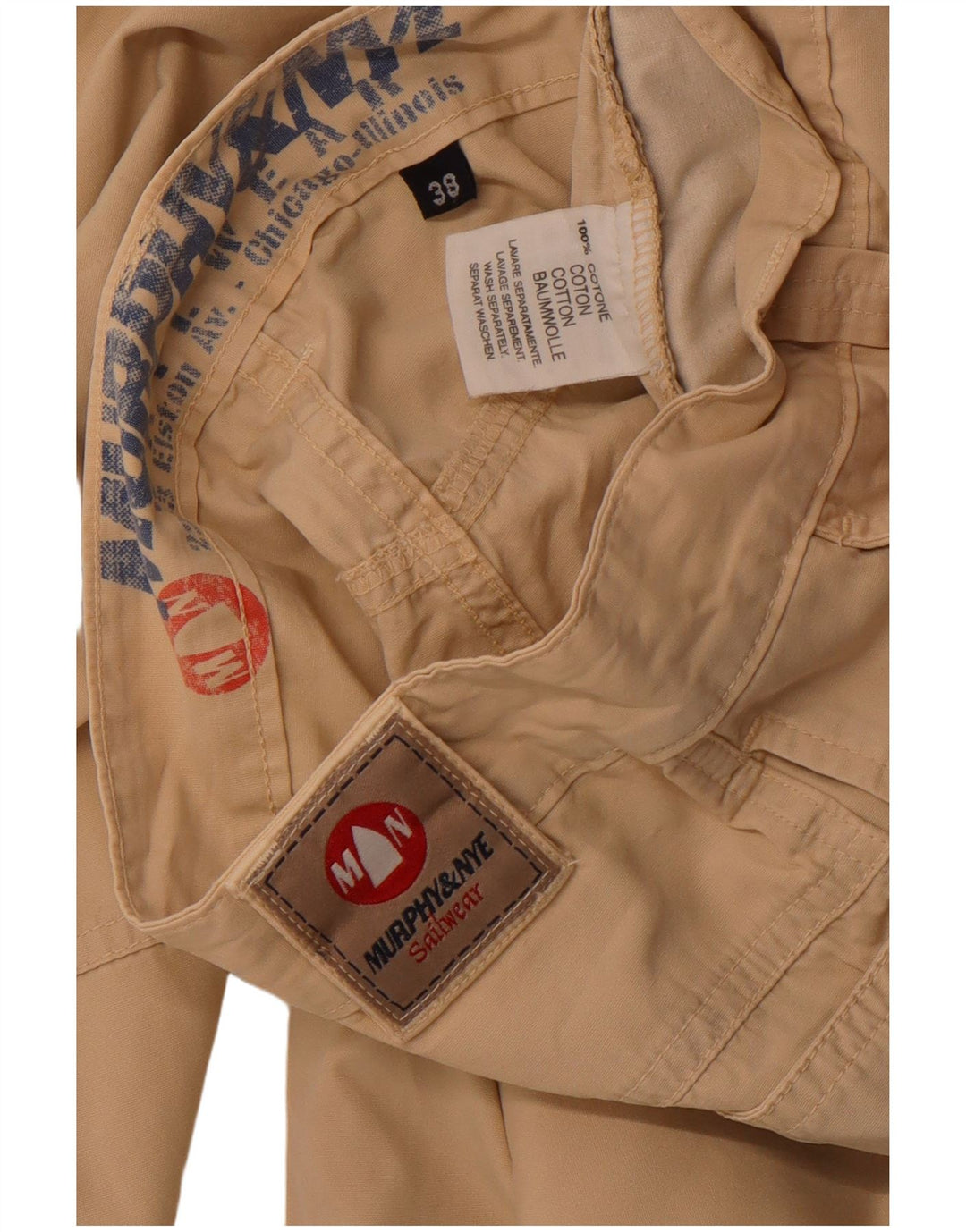 MURPHY & NYE Pantalón chino recto Sailwear para hombre W38 L31 Algodón beige