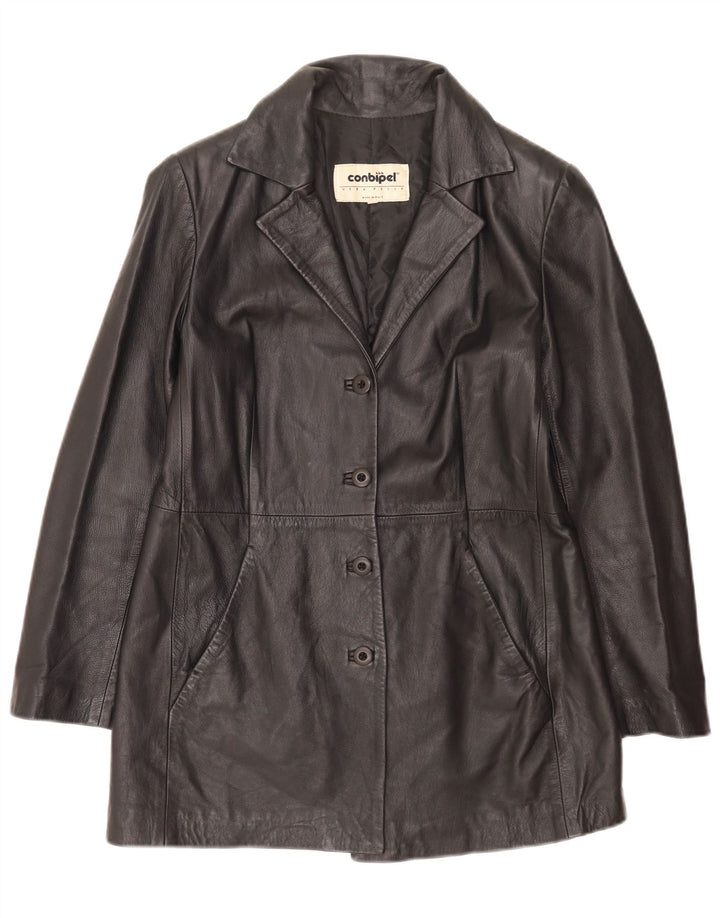 Conbipel Chaqueta De Cuero Mujer IT 46 Grande Cuero Negro