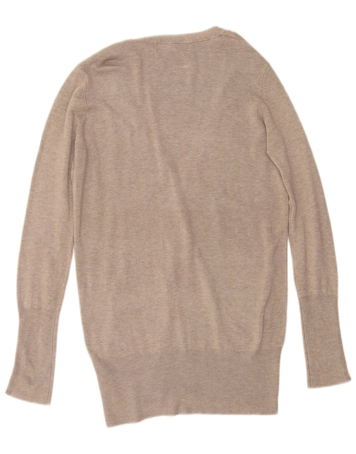ZARA Jersey Cárdigan Mujer UK 40 Rayón Beige Medio