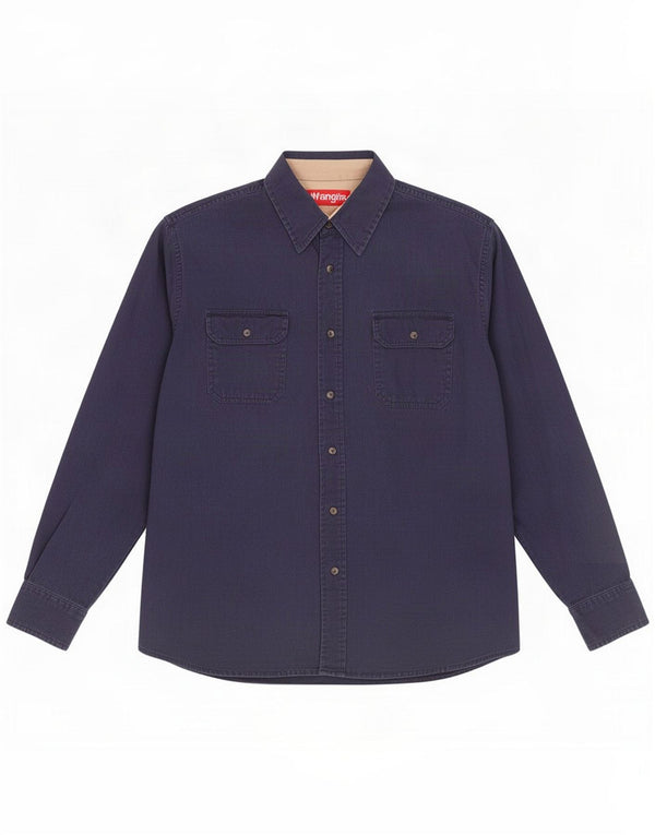 Camisa Wrangler Hombre Grande Azul Marino Algodón